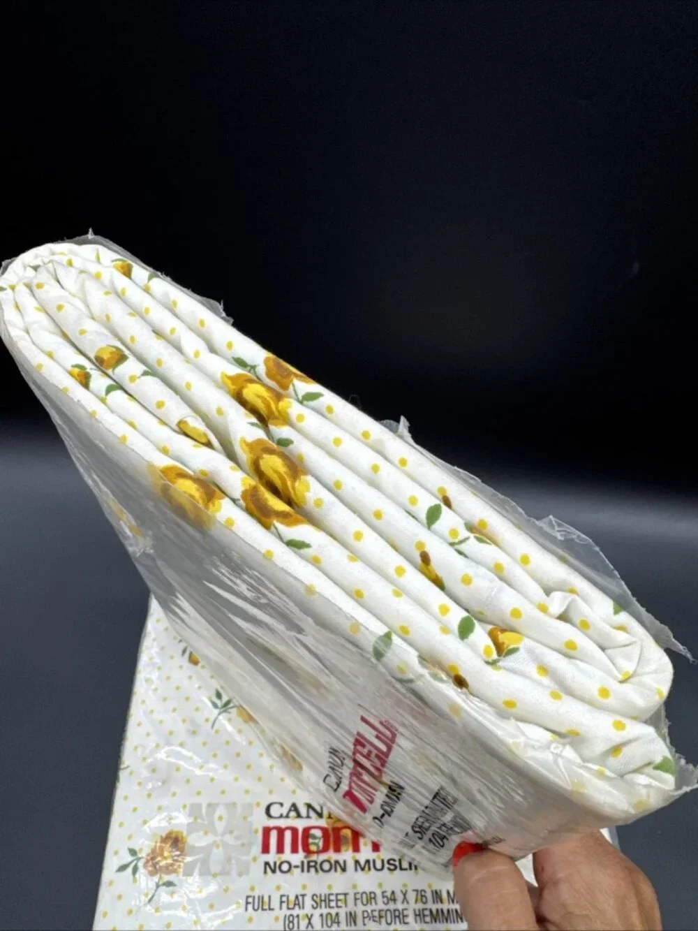 Vintage Cannon Monticello 2 Full Flat Sheets  Floral Yellow Polka Dot RoseUSA